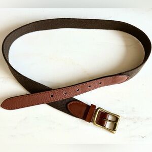 Lands End Men's Belt Brown Leather Stretch Fabric Belt Size 32 80cm